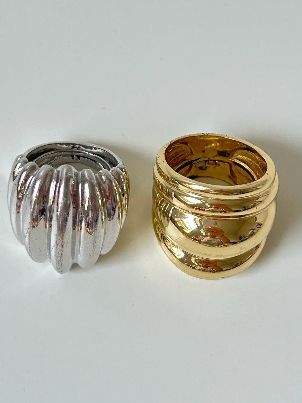 Gold & Silver Costume 2pc Ring Set